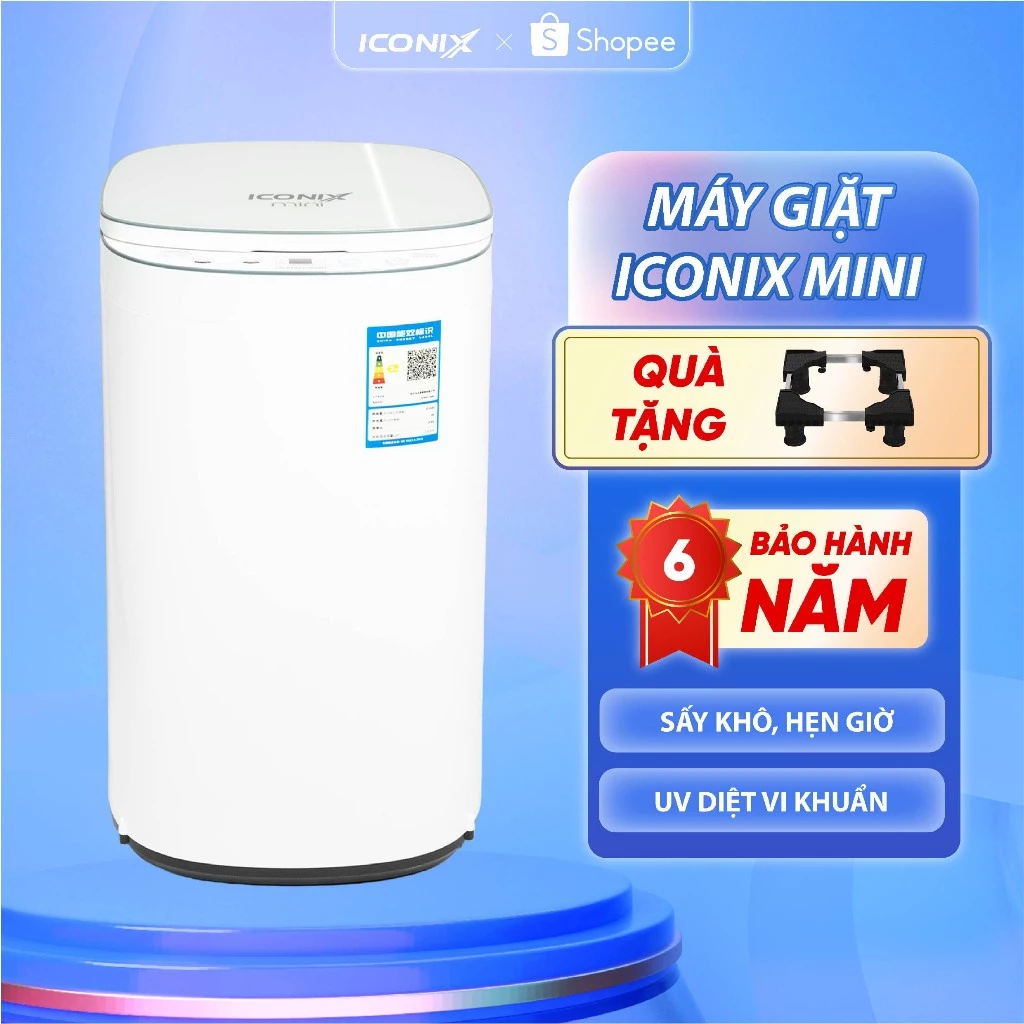 Máy giặt ICONIX MINI tự động 100% - vắt , giặt , sấy khô , khử khuẩn bằng tia UV - Bảo hành 6 năm