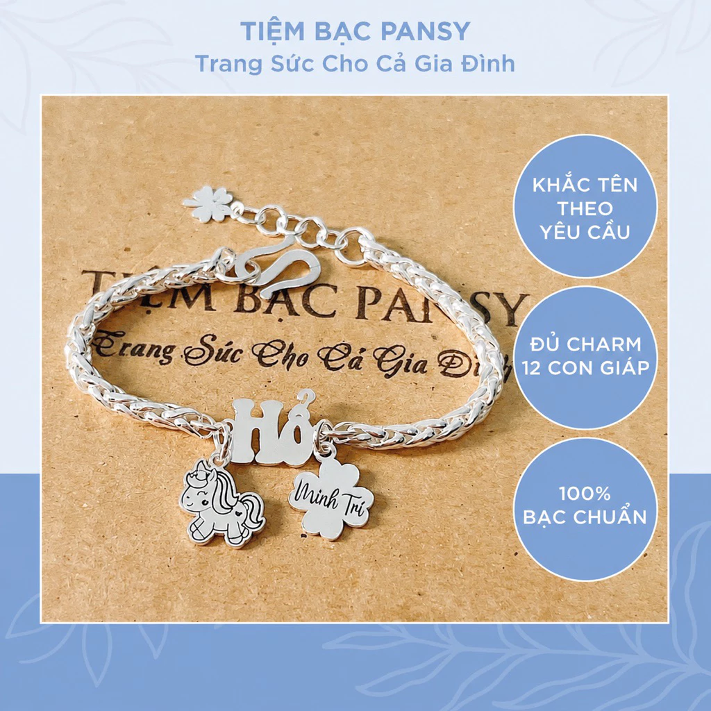Lắc bạc khắc tên cho bé gái trai sơ sinh đeo tay, chân đều được - Vòng bạc trẻ em có thẻ tên
