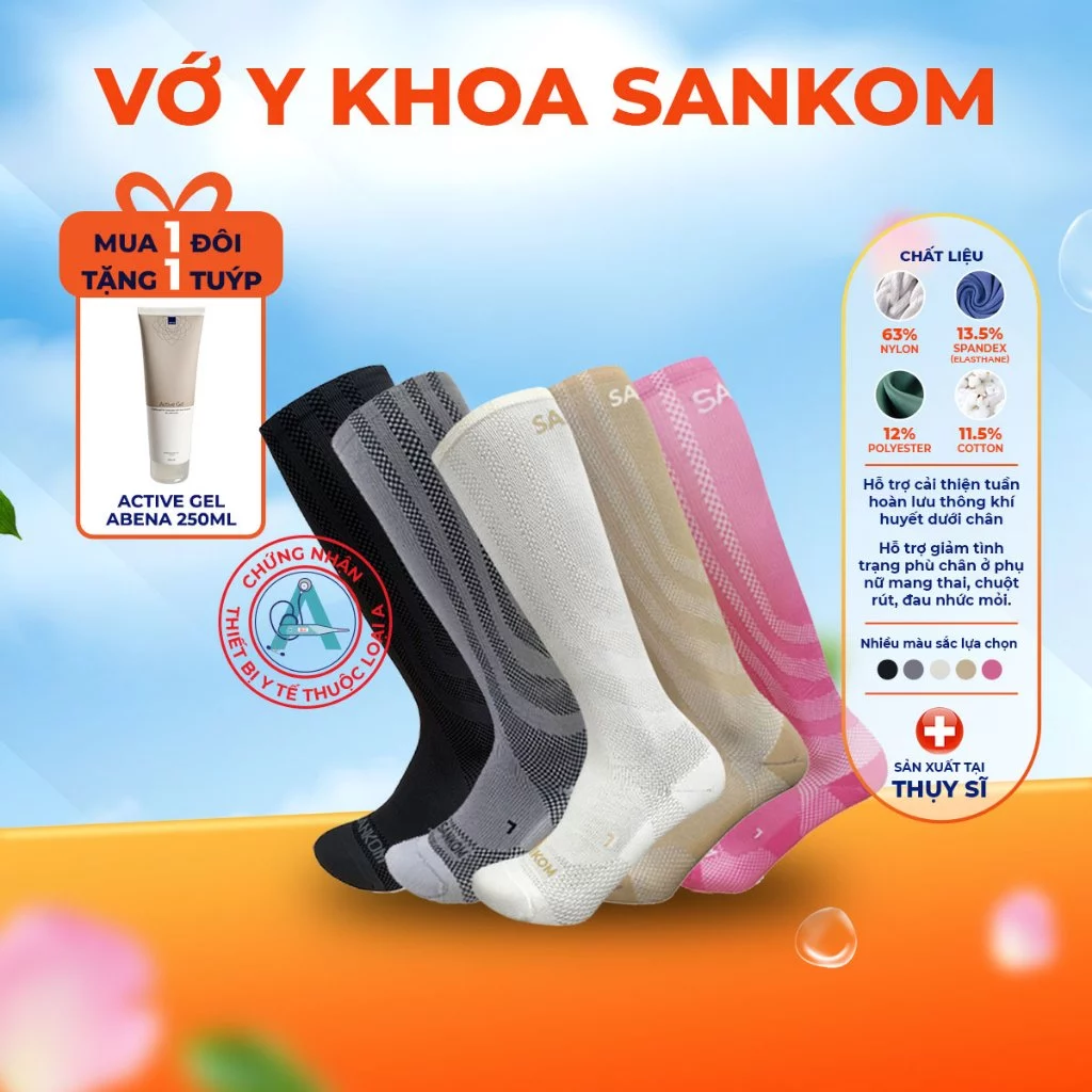 Tất Hỗ Trợ Giảm Suy Giãn Tĩnh Mạch SAKOM - Giảm Phù Chân Cho Phụ Nữ Mang Thai - Đủ Size