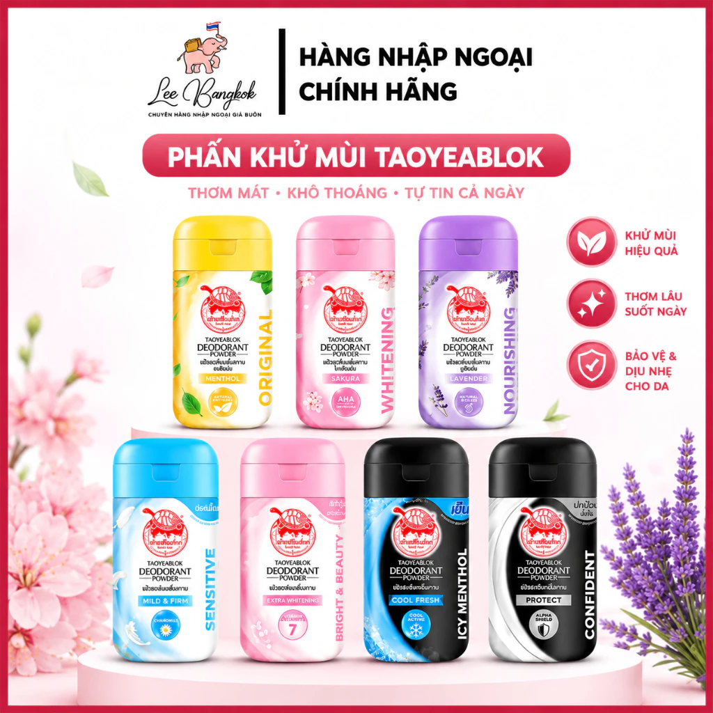 [Nội Địa Thái] Hủ Phấn Nách Khử Mùi Hôi Taoyeablok Deodorant Powder Con Rùa Giảm Thâm Thái Lan Đủ Màu 22g - LEEBANGKOK