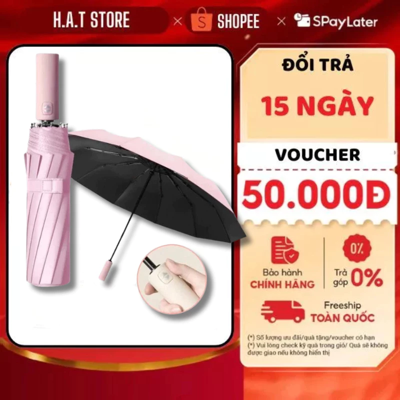 Dù che mưa gấp gọn tự động 12 nan kép ô mini chống tia UV phù hợp sử dụng hằng ngày