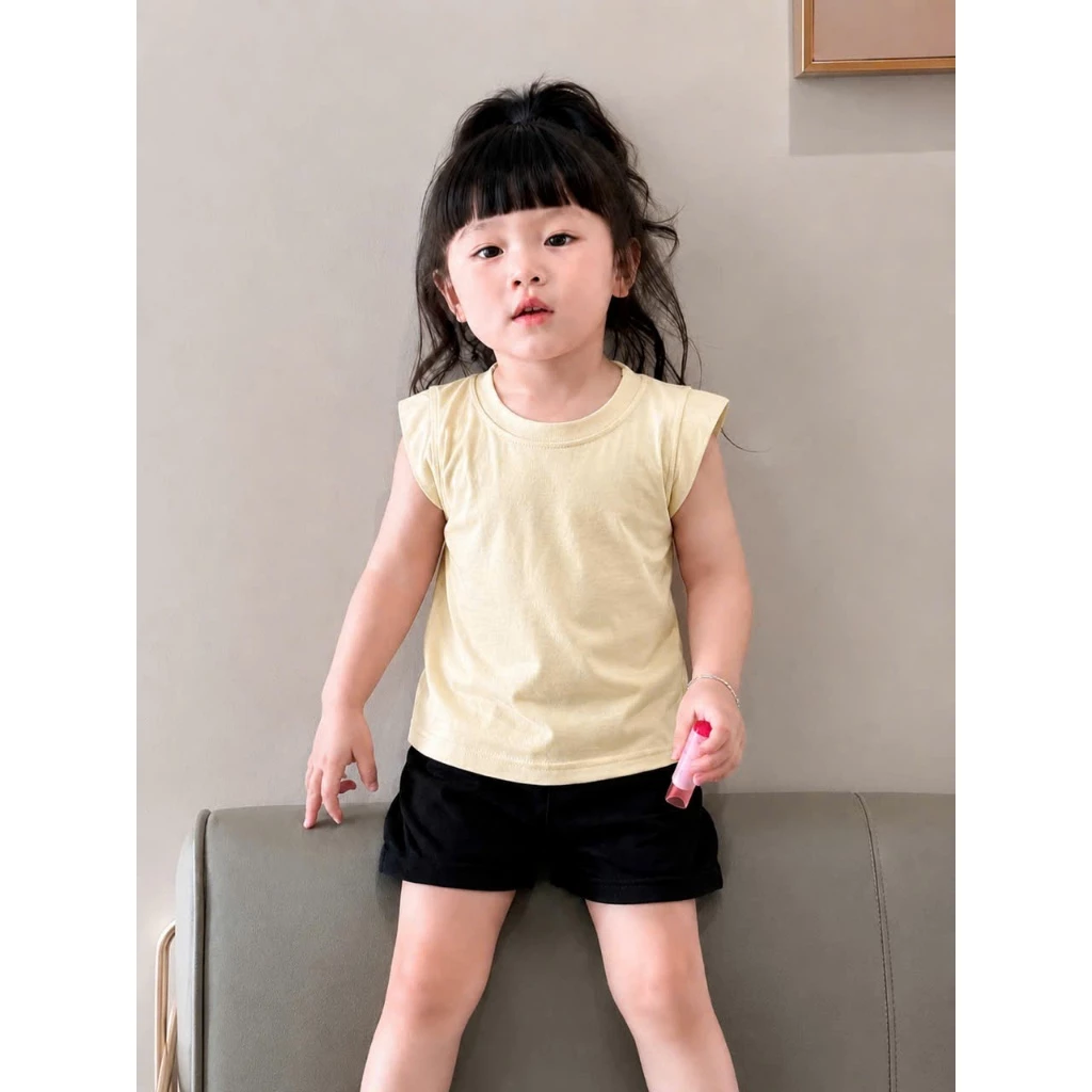 [A39] Áo croptop trơn bé gái, áo sát nách thun cotton mềm mát dễ phối đi học đi chơi mùa hè cho bé 10 - 35kg