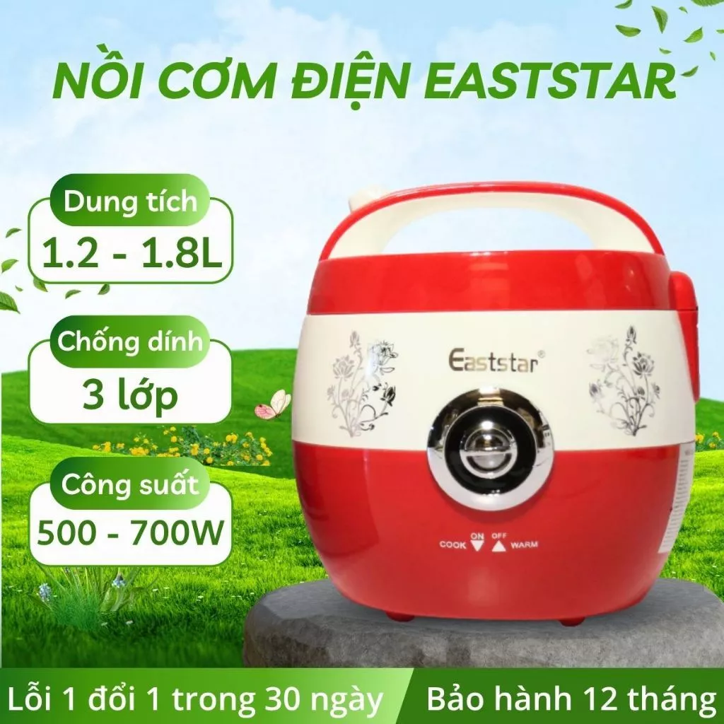 Nồi cơm điện Eastar giữ nhiệt lâu dung tích 1L-1.8L, lòng nồi 7 lớp dày dặn chống dính cực tốt BH12T