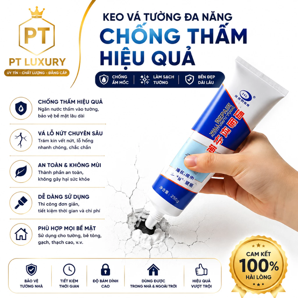 Keo Vá Tường PTLUXURY Chống Thấm Nước Chống Mốc Làm Sạch Tường