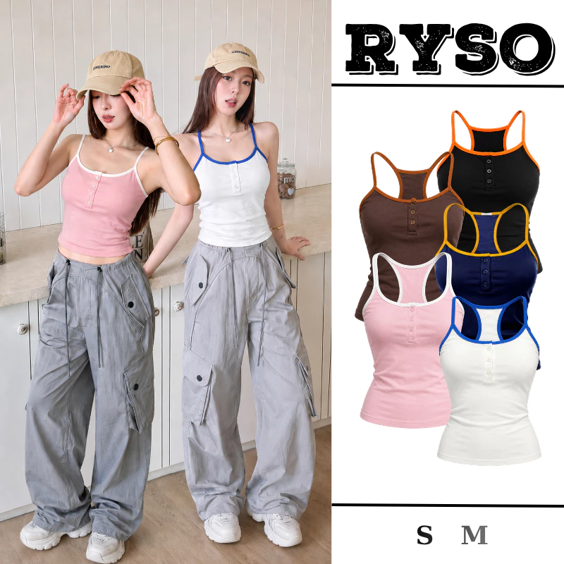 Áo 2 Dây Ba Lỗ Phối Dây Kèm Mút Ngực Chất Vải Borip Co Giãn Tôn Dáng Năng Động Thoáng Mát 3L06 RYSO