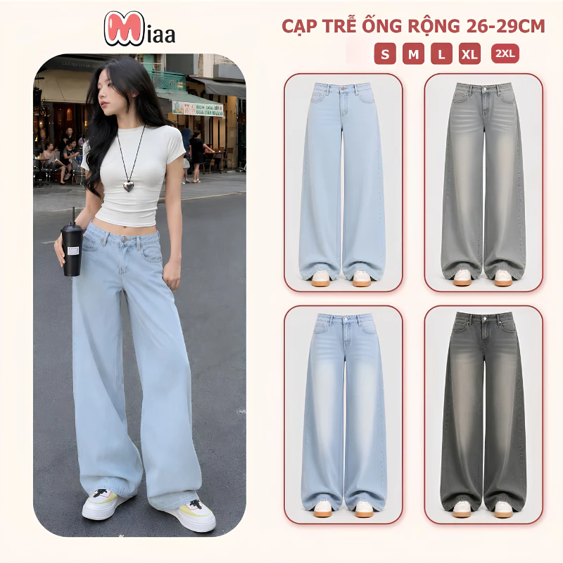 [DEAL HÀNG MỚI ] Quần Jean Cạp Trễ Nữ Ống Suông Rộng MIAA - Quần Jean Cạp Trễ Phong Cách Y2K - CAPTRE_VER1