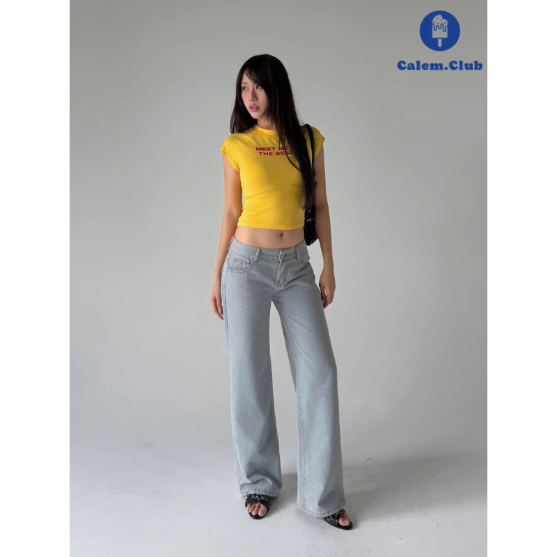 Calem.Club - Quần jean cạp trễ LOWEY DENIM form ống suông tôn dáng phong cách Y2K cá tính