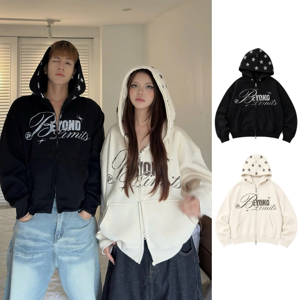 AB HOUSE - (KHÔNG XÙ LÔNG) Áo Khoác hoodie zip BEYOND form Boxy nỉ bông nam nữ
