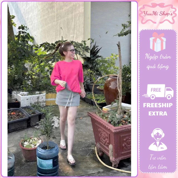 Đồ nữ phong cách, set đồ thời trang áo thun oversize tay lỡ họa tiết thêu phối chân váy ngắn dáng ôm năng động HCOM25005