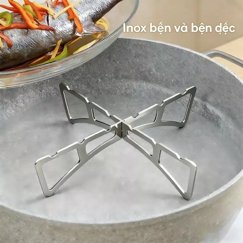 Odd Giá hấp gấp hình chữ thập,giá để nồi chảo nhà bếp, giá đỡ đa năng cách nhiệt dùng trong gia đình