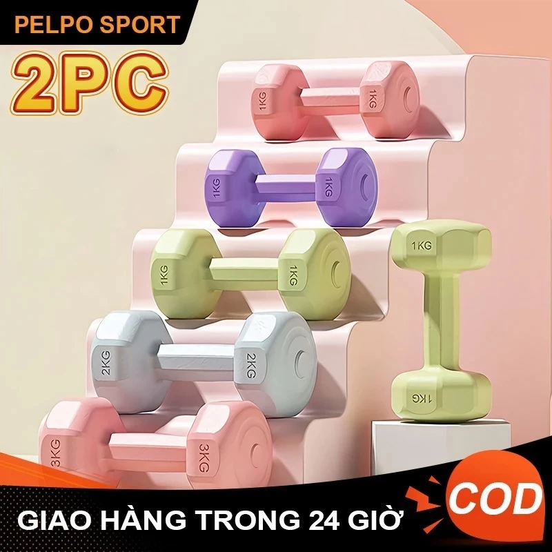 [2PC] Tạ Tập Gym Bộ Tạ Nhựa Tập Tay Chất Liệu Bê Tông Bọc Nhựa Chống Xước Vỡ Sàn Cân Nặng 1-3kg