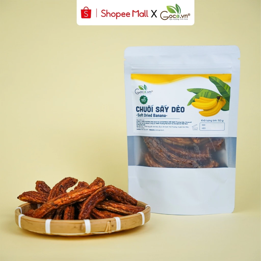 [Quà tặng không bán] Chuối sấy dẻo Goce - Túi 150g - Chuối sấy nguyên trái thơm ngon, đồ ăn vặt