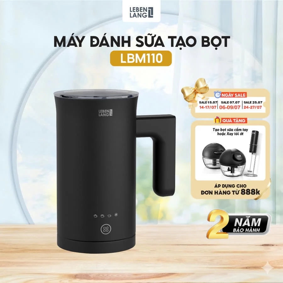 Máy Đánh Sữa, Tạo Bọt LEBENLANG LBM110 (500W, 150-300ml) - 4 Chế Độ, Điều Khiển Cảm Ứng Một Chạm