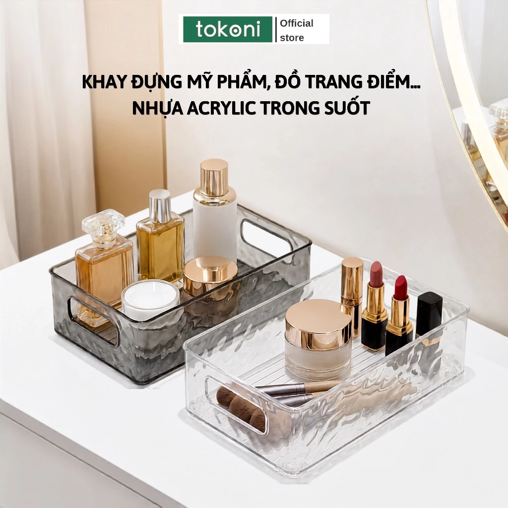 Khay Đựng Mỹ Phẩm Acrylic Trong Suốt JYoohome Để Bàn Khay Đựng Đồ Đa Năng Sắp Xếp Bàn Trang Điểm