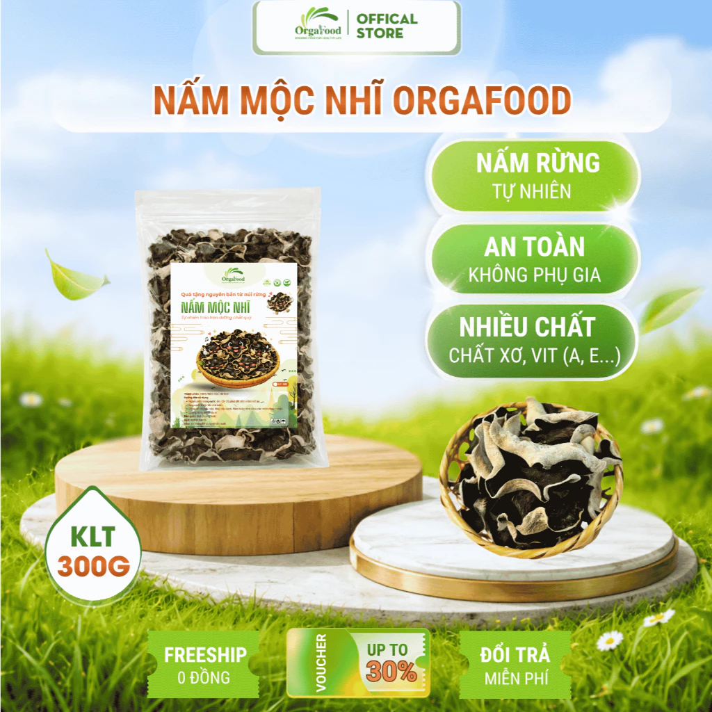 Nấm Tai Mèo Khô Túi 300g | Nấm Mộc Nhĩ Đen Sạch | Giòn Ngon, Dùng Nấu Canh Xào Gỏi