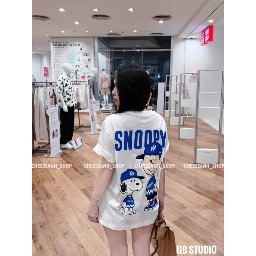 Áo phông Snoppy chữ xanh - Kèm ảnh thật
