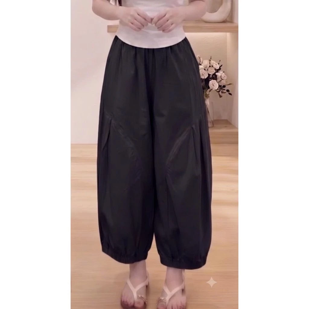Quần Bom Thụng Vải KaKi Nhật Cạp Chun Lưng Cao Trẻ Trung Cá Tính