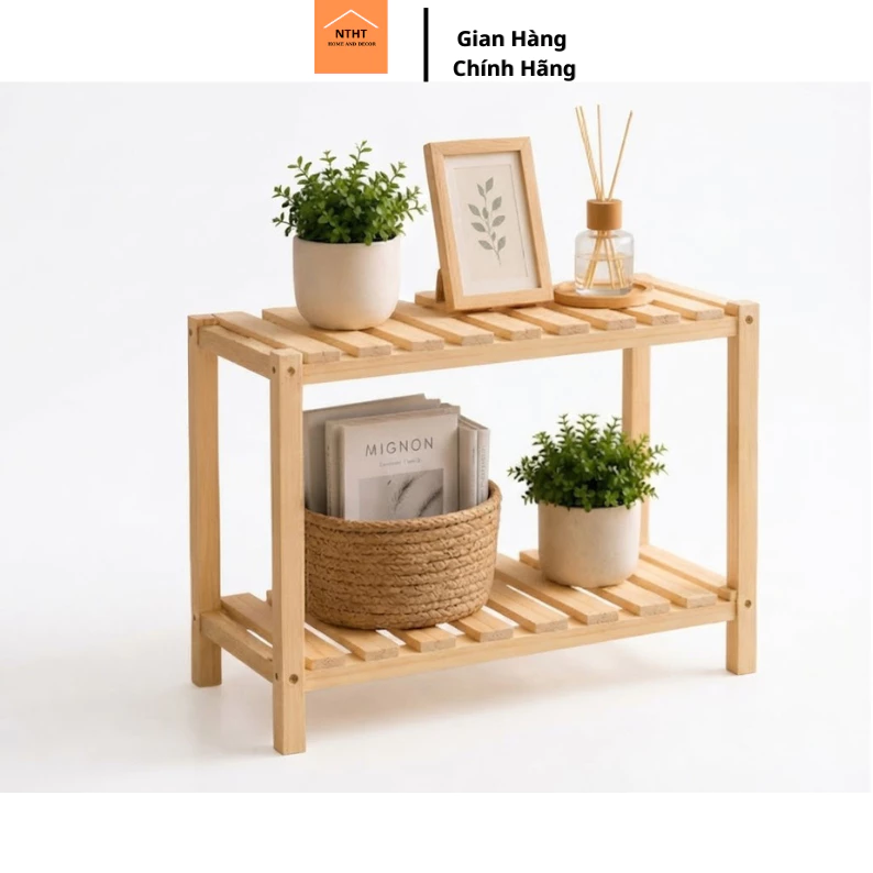 Kệ gỗ tab DECORHT1992 chất liệu gỗ tự nhiên kích thước D60 x C55 x R28cm