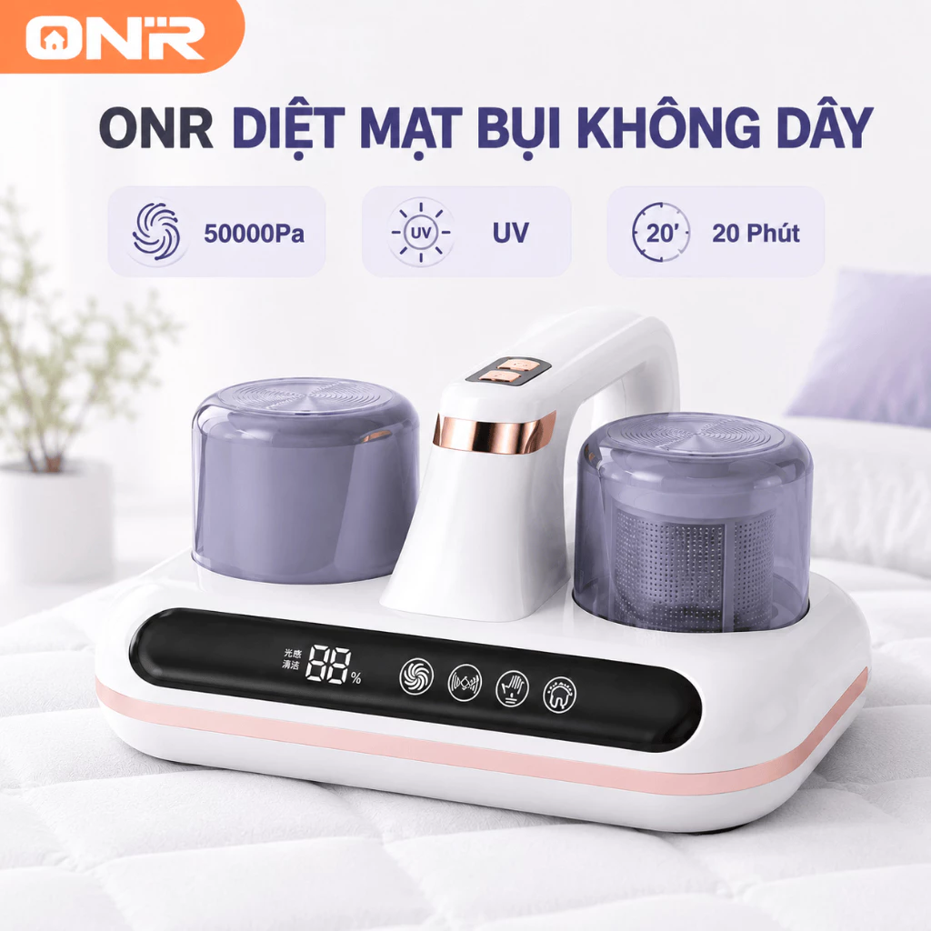 Máy Hút Bụi Giường Nệm 16KPa, UV + Siêu Âm, Đập 16000 Lần/Phút, Tự Động Điều Chỉnh, LED