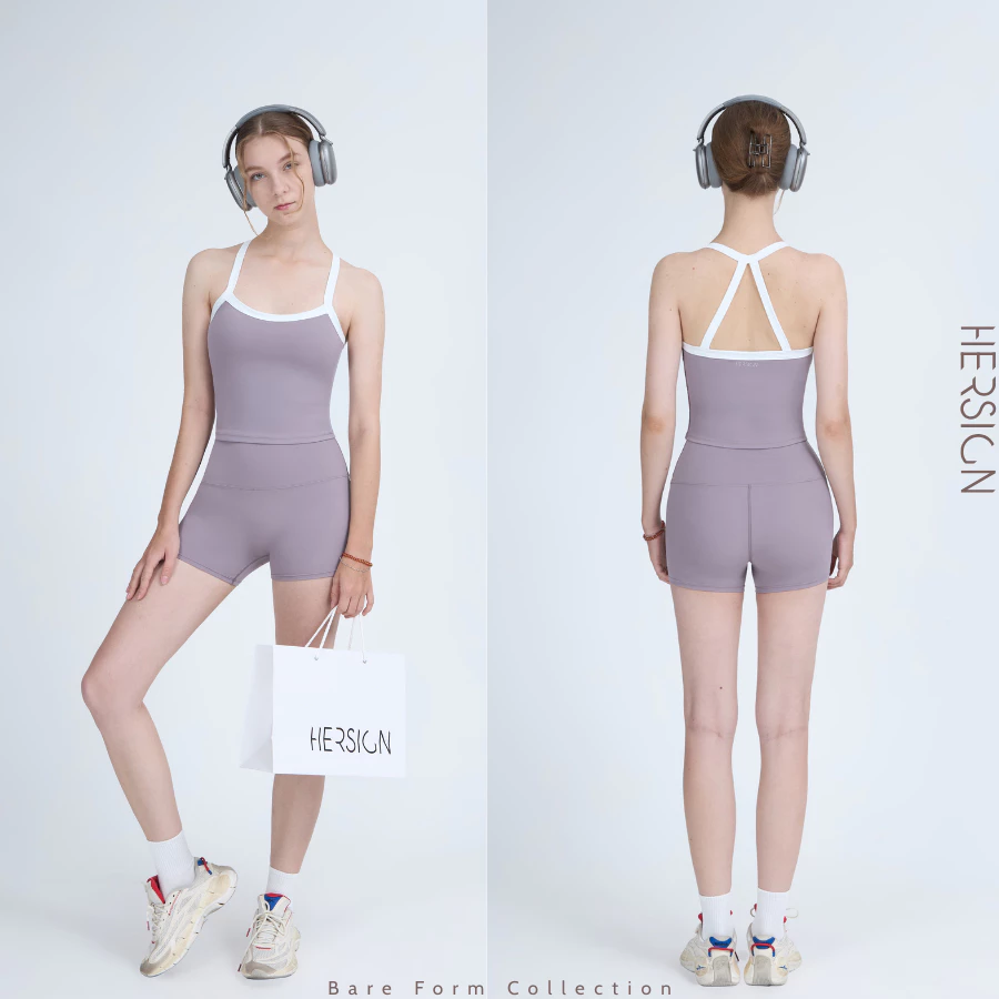 HERSIGN Set tập gym nữ ngắn Set tập yoga mùa hè Đồ tập pilates nữ cao cấp SET204 BST HERSIGN Bare Form