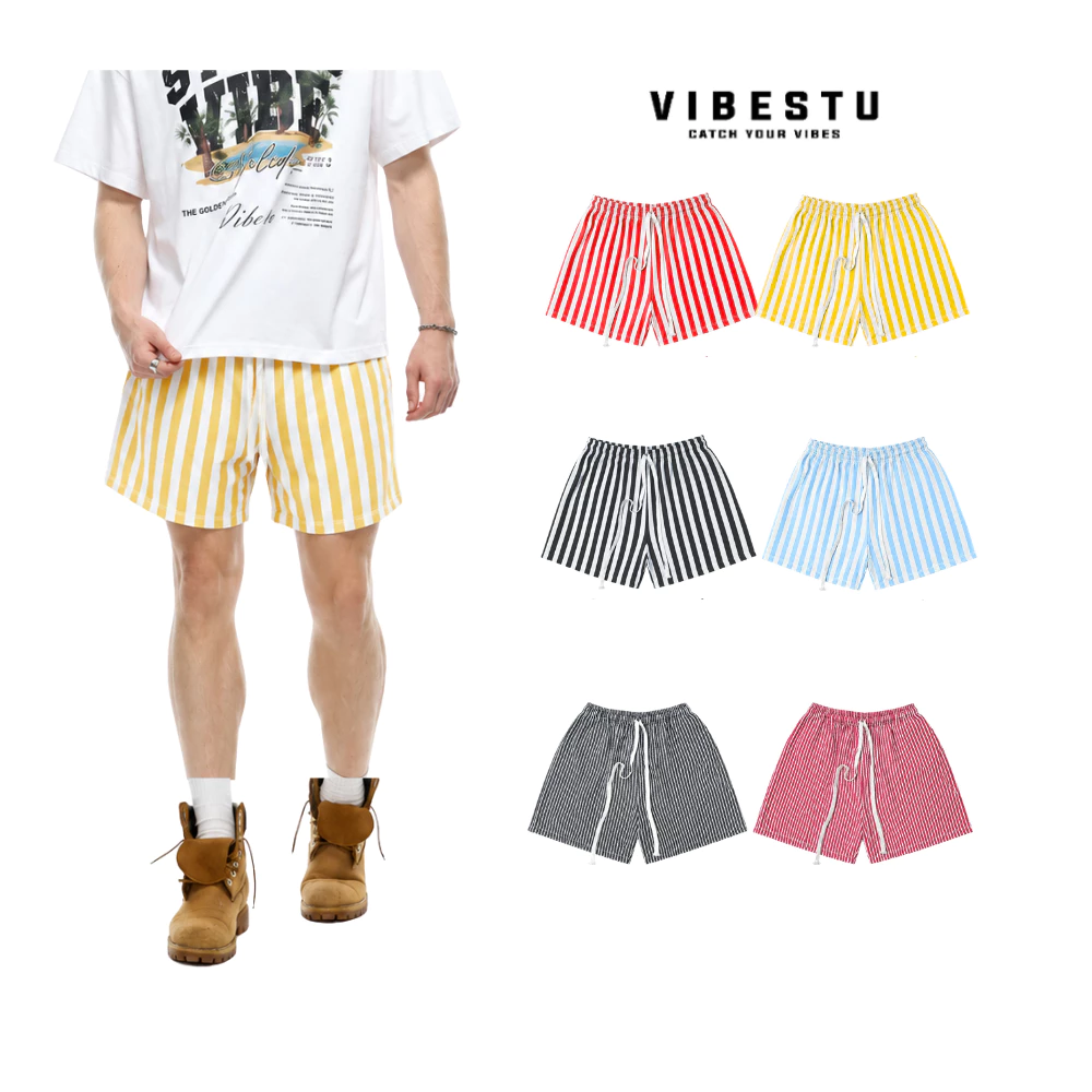 Quần Short Nam Sọc Form Rộng Local Brand VIBESTU , Quần Short Nam Ngắn Form Unisex