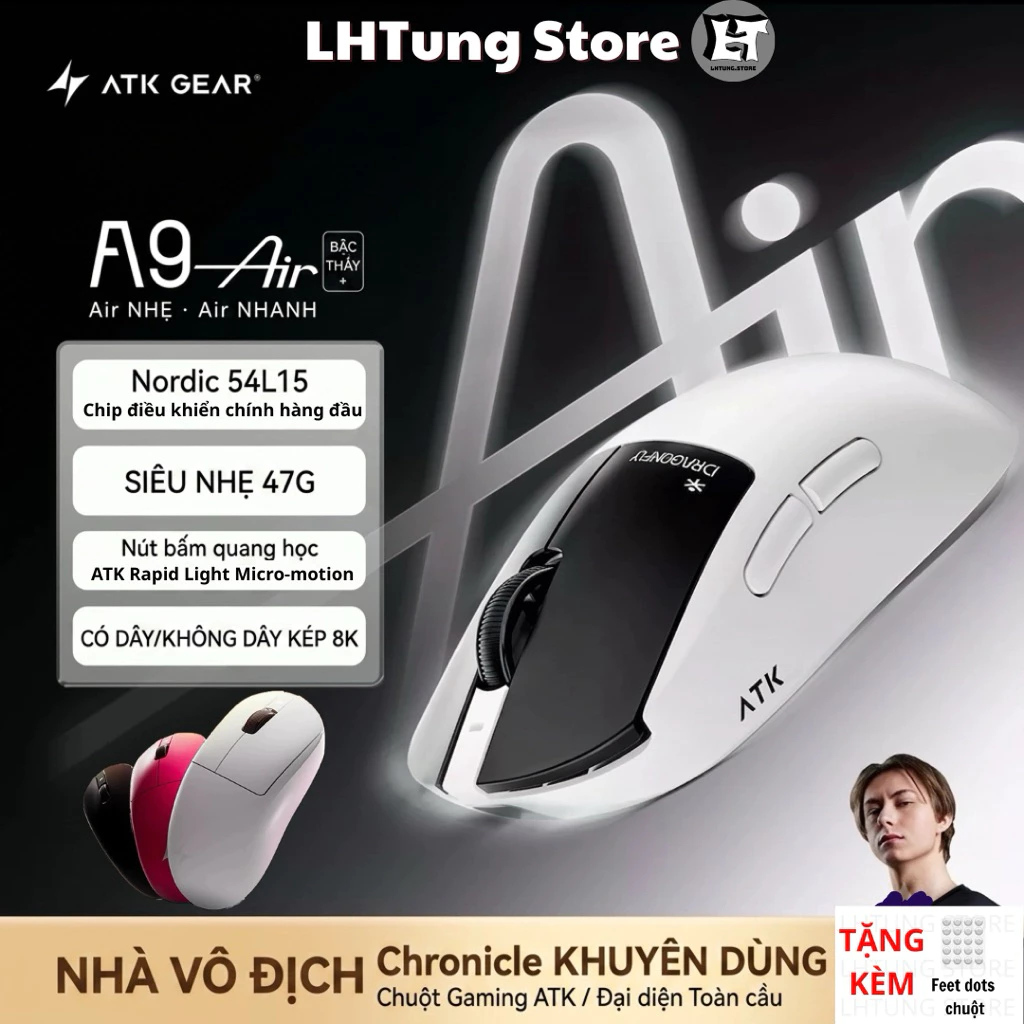 [SẴN GIAO] Chuột không dây ATK A9 Dragonfly | A9 Ultra | A9 Pro | A9 Plus | A9 SE | PAW3950 Ultra | 8K Polling Rate