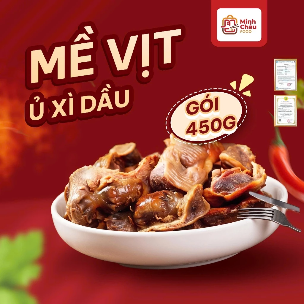 Mề Vịt Ủ Xì Dầu 450g Minh Châu Food - Vị Cay Tê Tê Giòn Sần Sật Ăn Liền Đồ Ăn Vặt