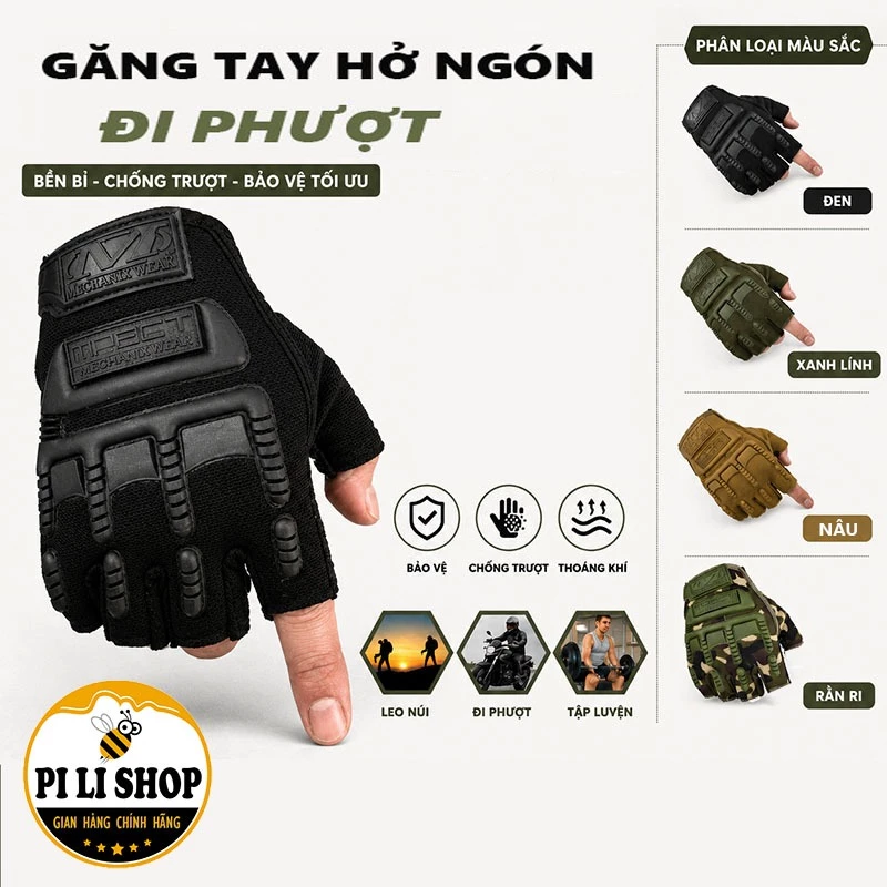 Găng Tay Hở Ngón Thể Thao Du Lịch Đi Phượt, Găng Tay Đi Xe Máy Đa Năng Bảo Vệ An Toàn Cho Đôi Tay