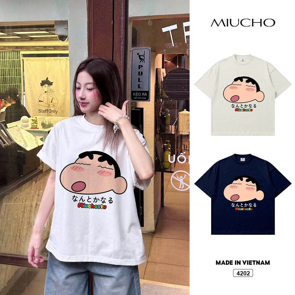 Áo thun boxy nam nữ Shiin cute Miucho 4202