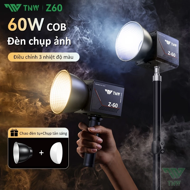 TNW Z60 Đèn Led Livestream 60W, Đèn Chụp Ảnh cầm tay, Hỗ Trợ Sáng Đèn Spotlight, 2800K-6500K