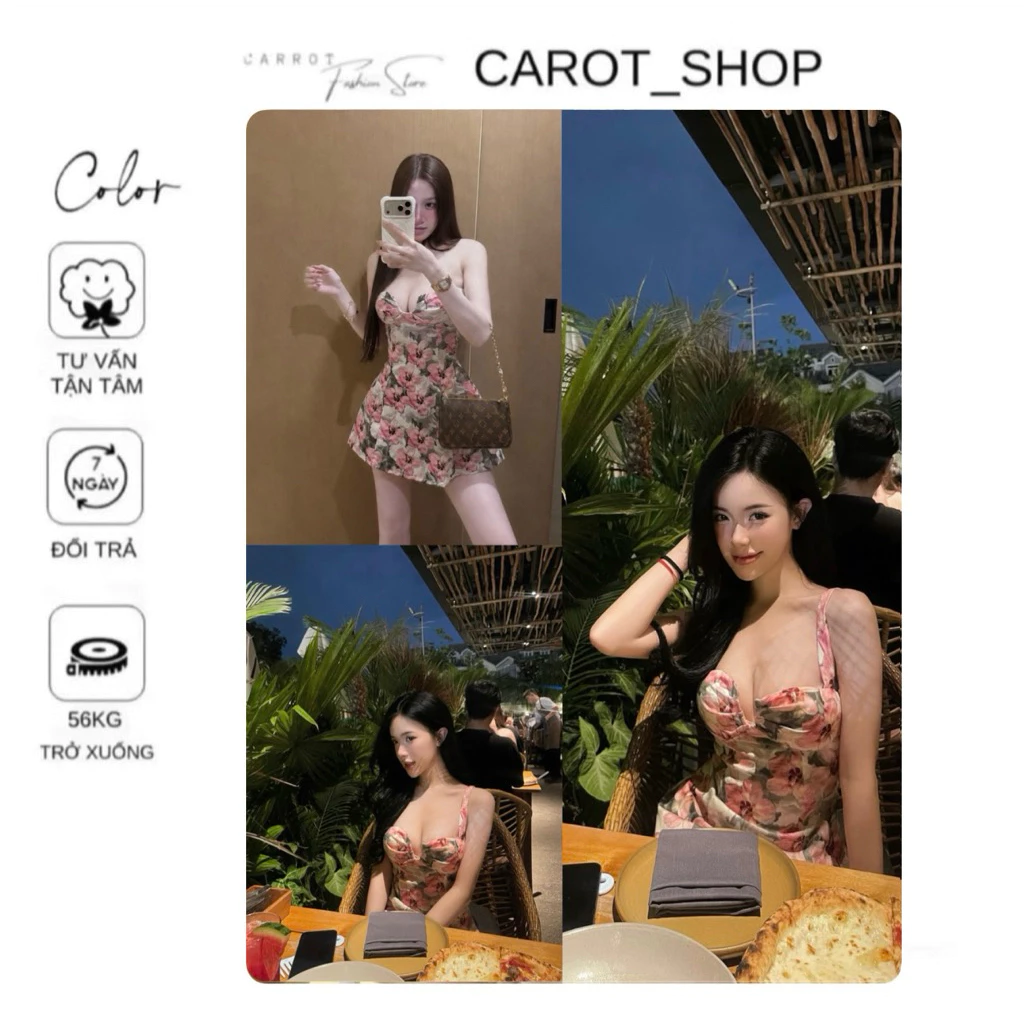 ( BIGSIZE ) VN126 Đầm cúp v1 xẻ in hoa bông nhí sang chảnh dáng ôm body hotgirl by CarrotShop