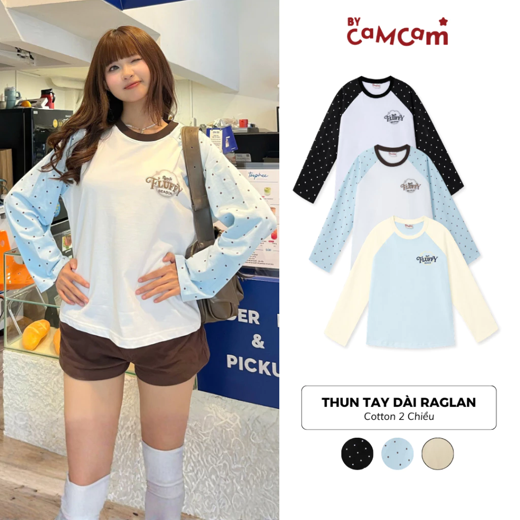 Áo Thun Dài Tay Raglan Fluffy 𝑩𝒚𝒄𝒂𝒎𝒄𝒂𝒎 Form Unisex Nam Nữ Phong Cách Năng Động ATD563