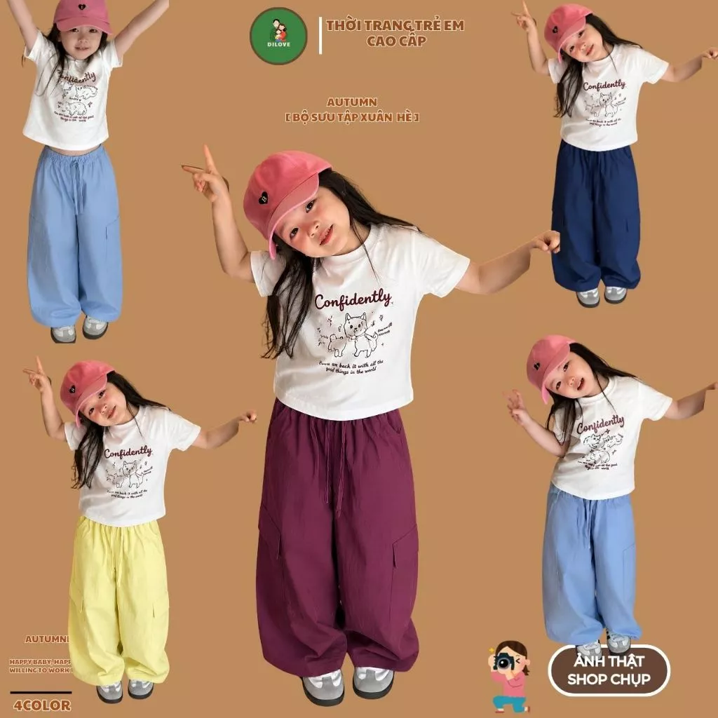 Quần Ống Rộng Bé Gái DILOVE Túi Hộp Phong Cách Hàn Quốc – Chất Liệu Mềm Mát, Dễ Phối Đồ, Cho Bé Từ 1–7 Tuổi