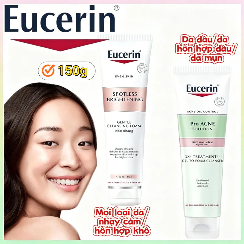 Sữa rửa mặt dịu nhẹ làm sáng da hoàn hảo Eucerin mới 150g