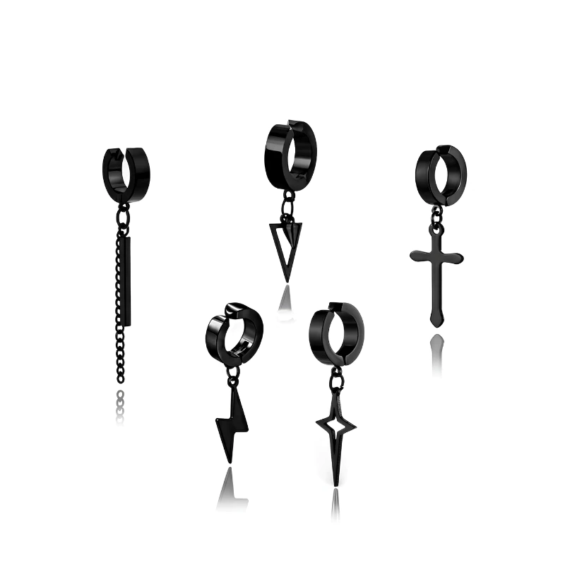 Khuyên Tai Kẹp Unisex Dangle Titan Không Gỉ - Bông Tai Không Xỏ Lỗ Streetwear Gavi Accessories (1 Chiếc)
