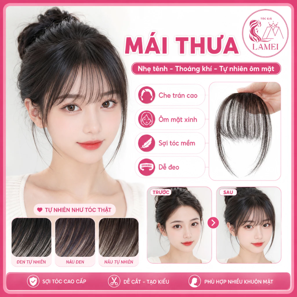 Tóc Giả Mái Thưa Hàn Quốc chất liệu mềm mại tự nhiên (116) Lamei