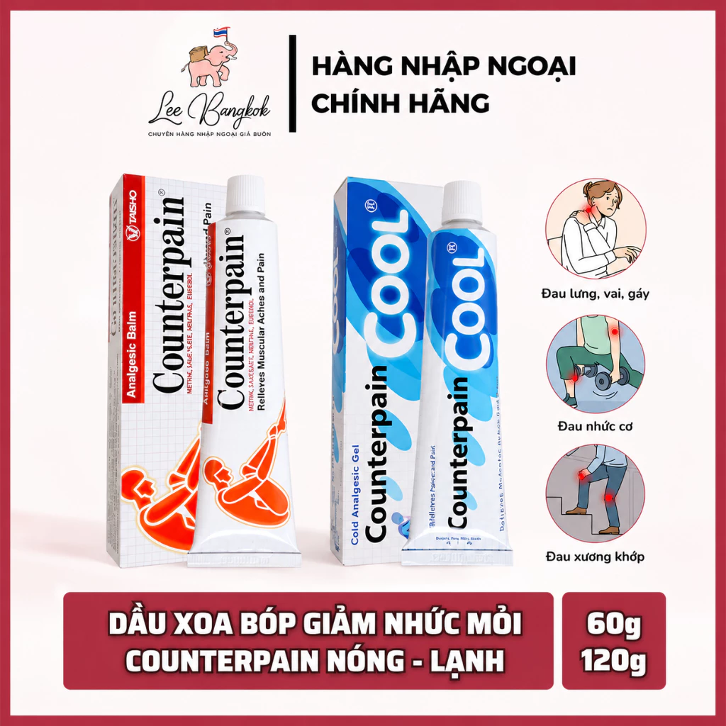 [Hàng Thái Lan] Dầu Xoa Bóp Counterpain Nóng Lạnh Taisho Red Cool Giúp Giảm Đau, Nhức Mỏi Hiệu Quả 60 - 120g