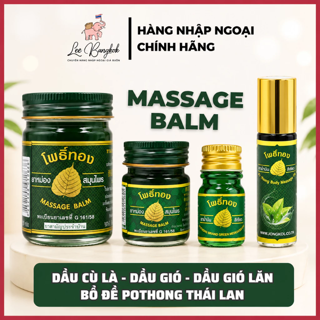 [HÀNG THÁI] Dầu Cù Là - Dầu Gió - Dầu Gió Lăn Pothong Chiết Lá Bồ Đề Giúp Xoa Bóp Giảm Nhức Mỏi Thái Lan 15g/50g/5ml/8ml