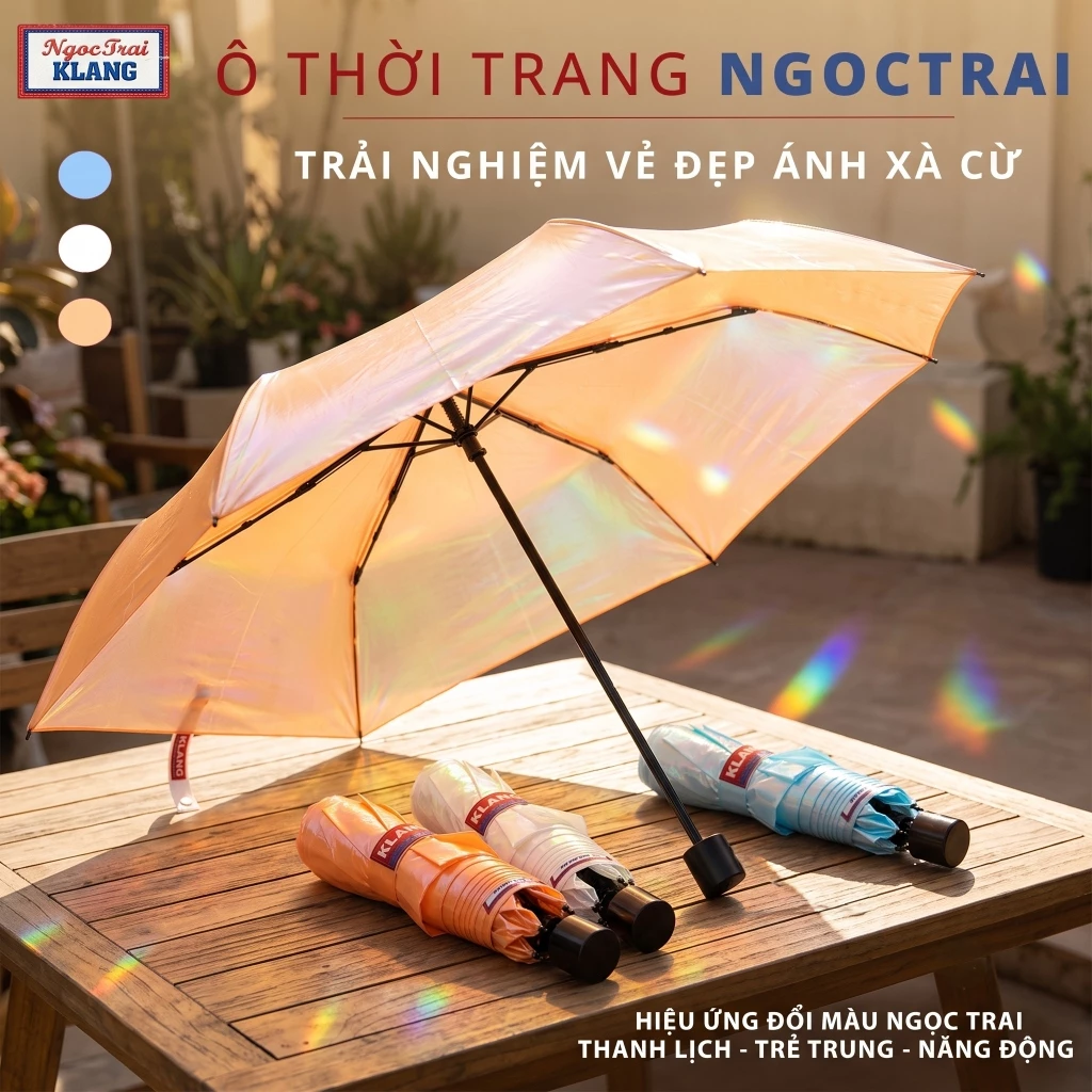 Ô gấp gọn thời trang cho nữ siêu nhẹ NGOCTRAI, Chống UV 99% gọn nhẹ
