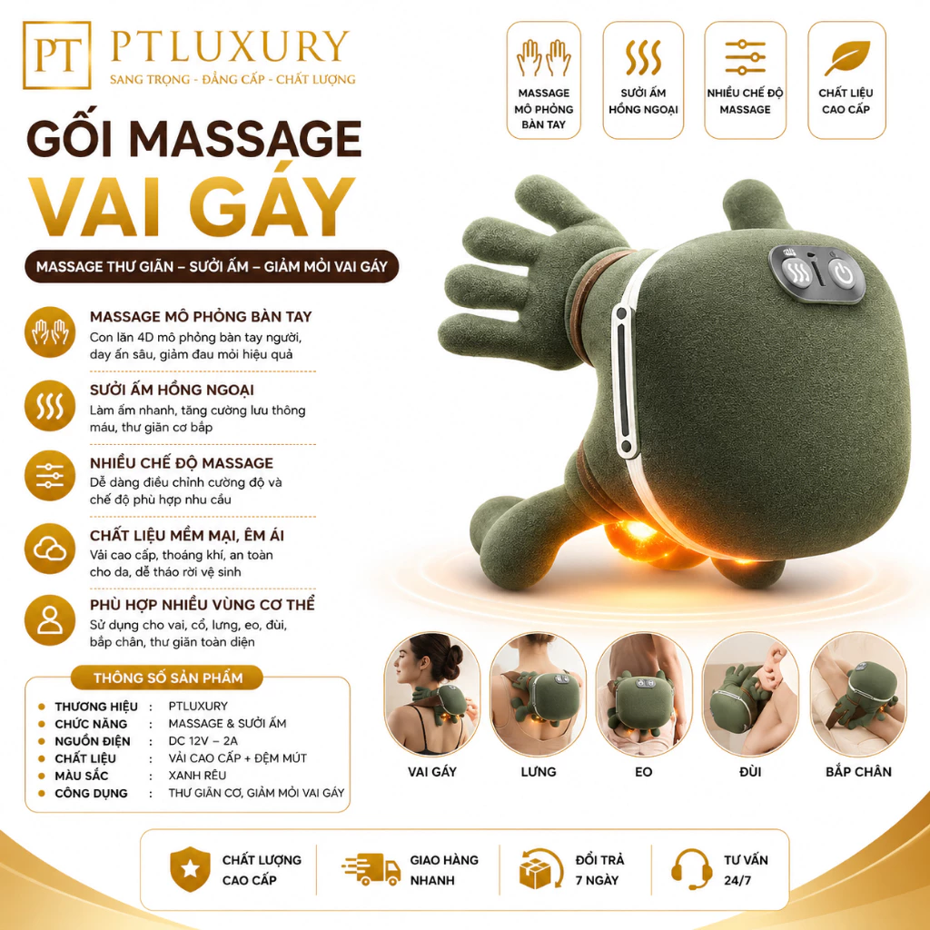 Máy Massage Cổ Vai Gáy Giảm Đau Mỏi Vai Gáy, Máy Mát Xa Cổ Vai Gáy Đèn Hồng Ngoại Mô Phỏng Tay Người Xoa Bóp