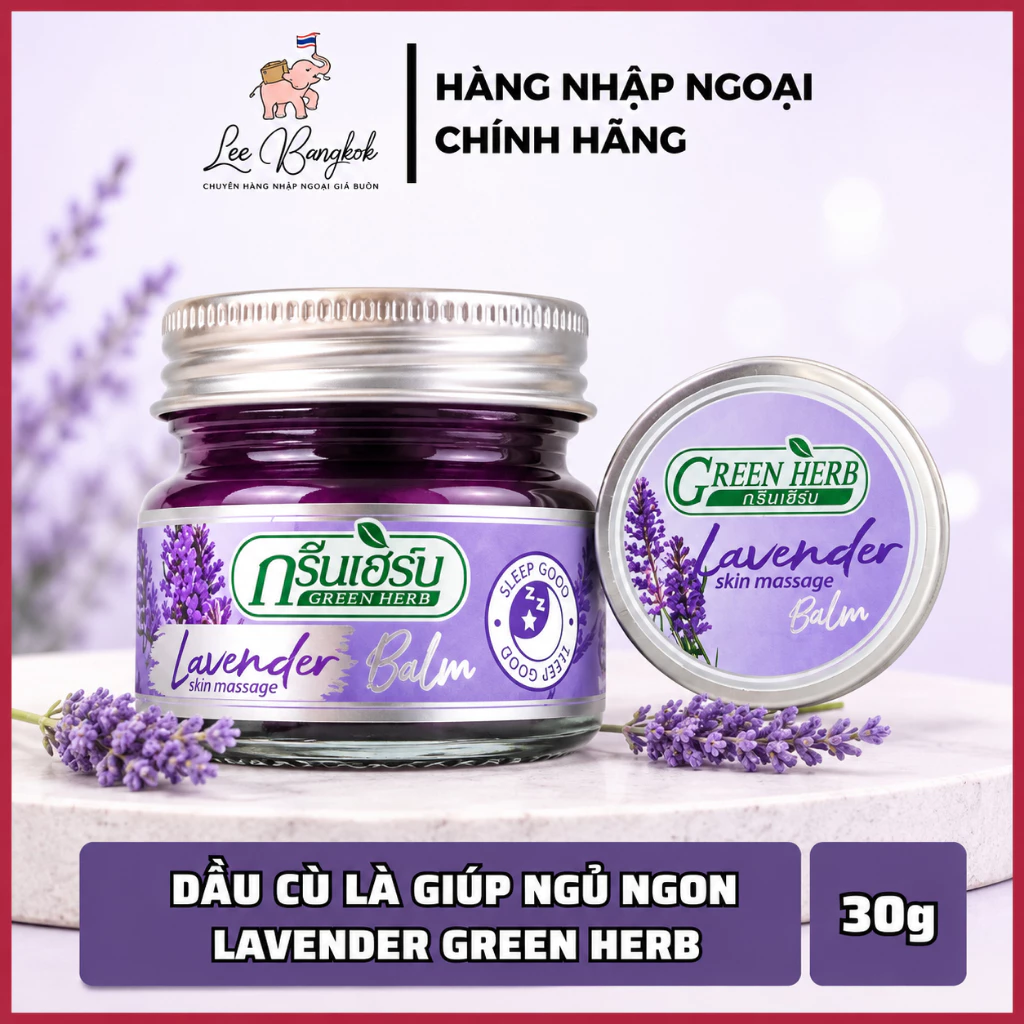 Dầu Cù Là Massage Hỗ Trợ Ngủ Ngon Lavender Sleep Balm Green Herb Giúp Thư Giãn, Giảm Stress, Ngủ Sâu Giấc Thái Lan 30g