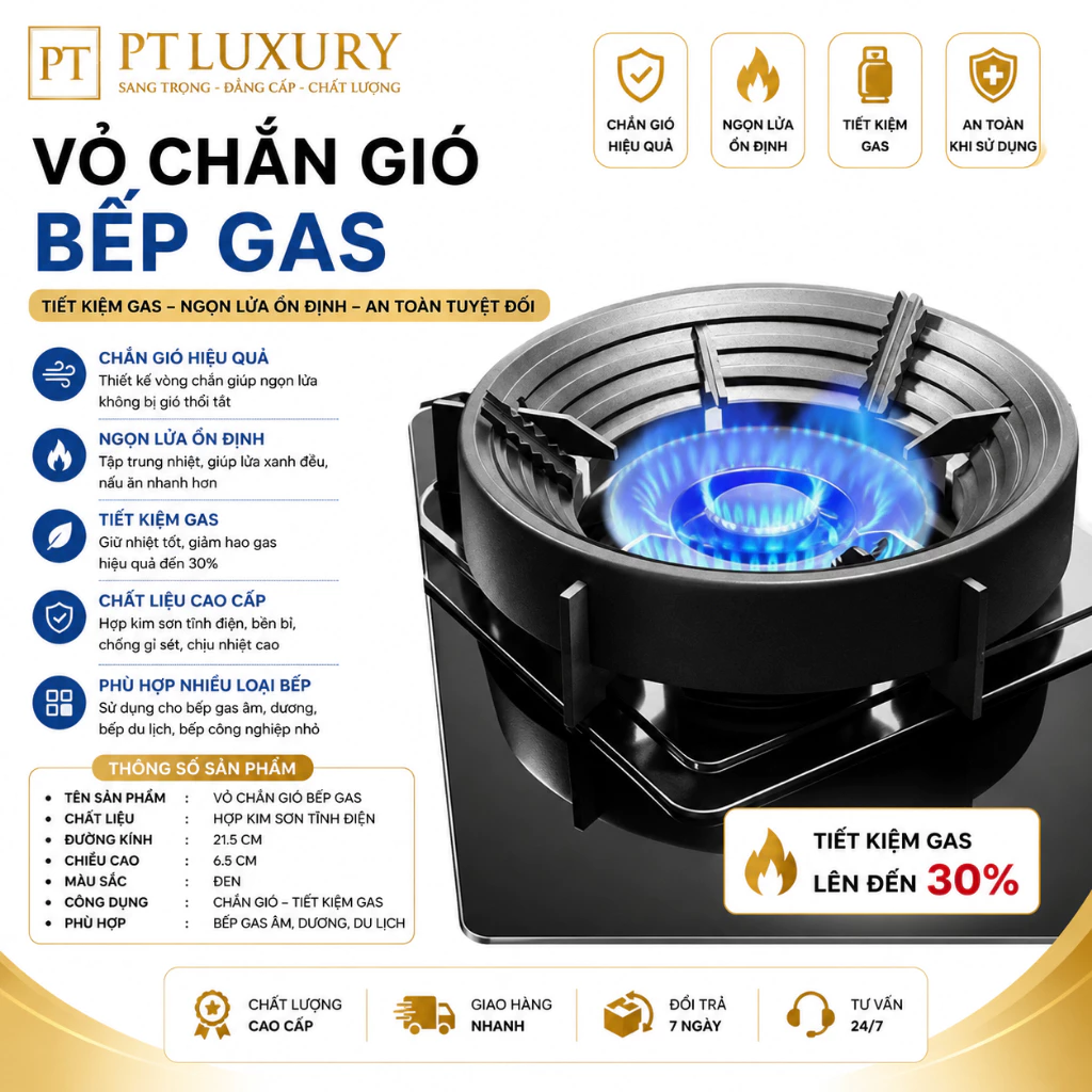Kiềng Chắn Gió Tiết Kiệm Gas Giảm Tỏa Nhiệt, Chia Đều Lửa Cao Cấp - PTLUXURY