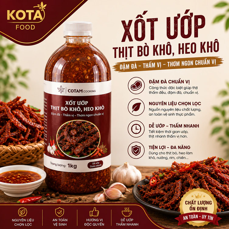 Xốt Ướp Bò khô, Heo khô Cô Tám (Chai 350g) - Tết