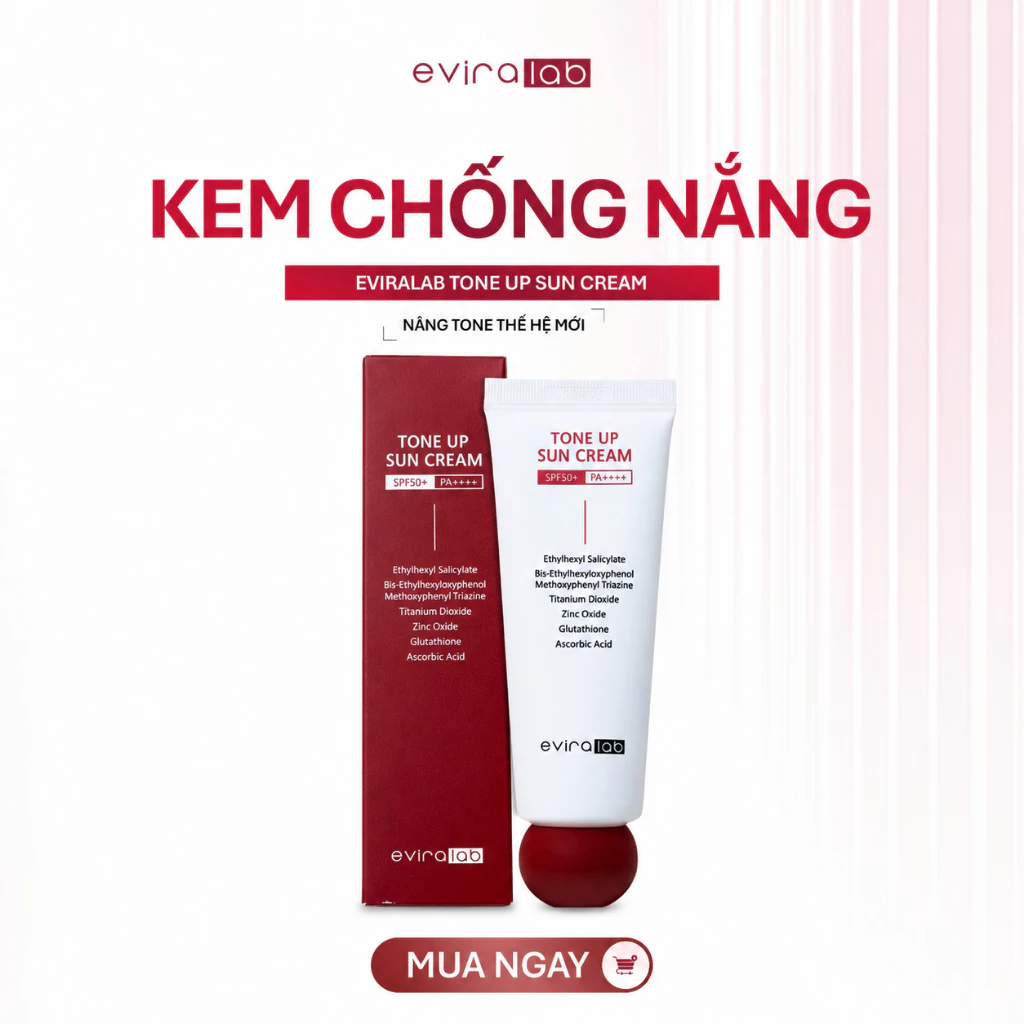 Kem Chống Nắng EVIRALAB Tone Up Sun Cream SPF50+ PA++++ Nâng Tone Trắng Hồng, Bảo Vệ Da Mọi Loại Da