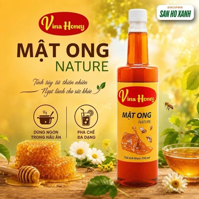 [Siro Mật Ong] Vina Honey 750ml - Dùng Pha Chế Đồ Uống, Hương Vị Đậm Đặc