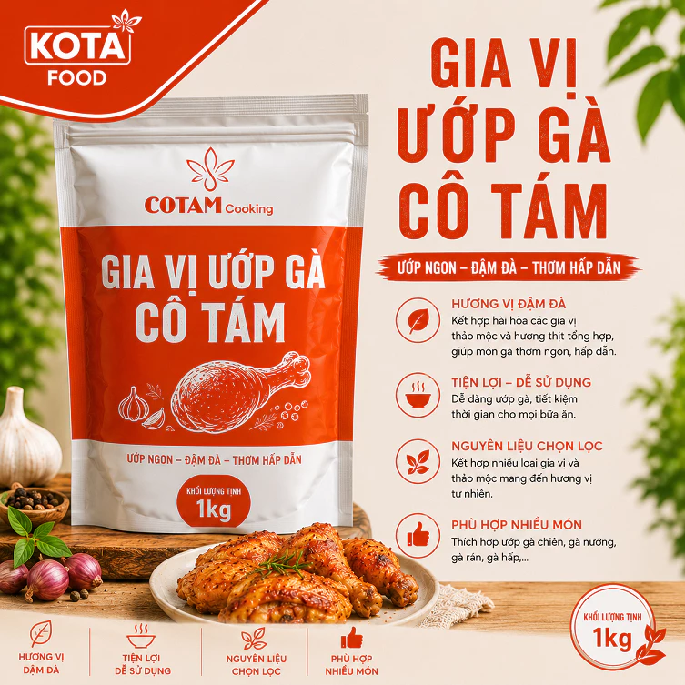 Gia vị ướp gà Cô Tám gói 1KG