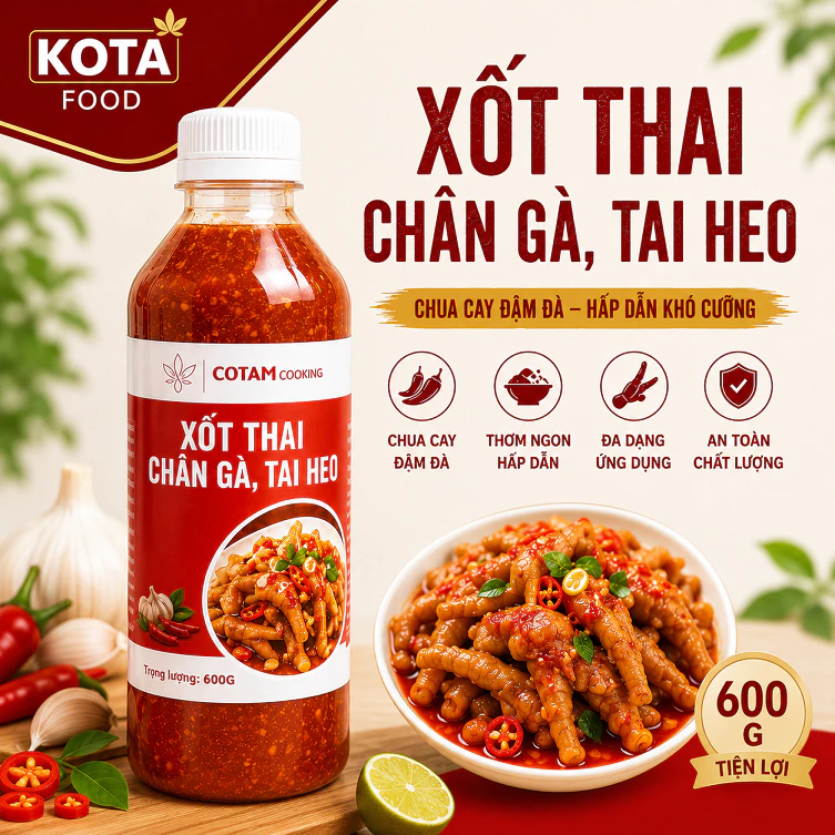 Sốt thái trộn chân gà, tai heo (Chai 600G)