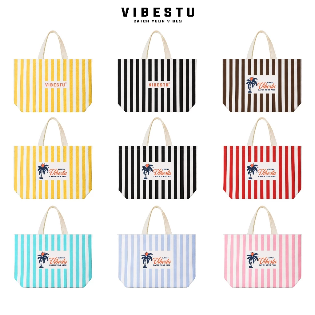 Túi Tote Vải Sọc Kẻ Canvas Localbrand Vibestu