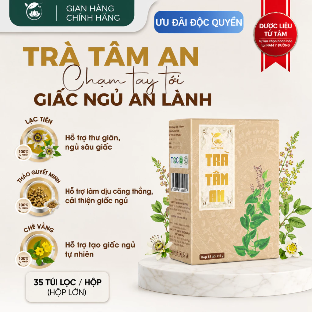 [COMBO ĐÔI] Trà Tâm An Túi Lọc Nam Y Đường - Thảo Mộc Tự Nhiên, Hương Thơm Dịu Nhẹ (Hộp 35 Túi)