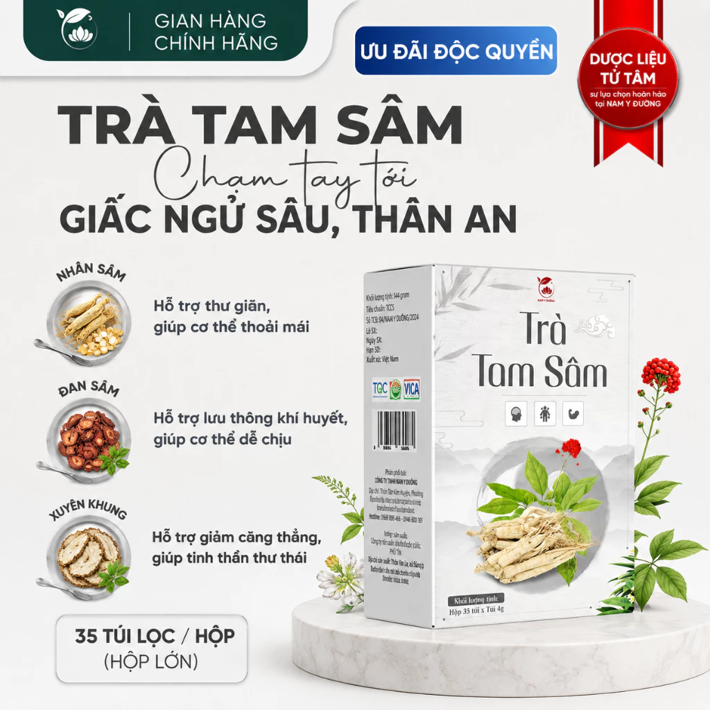 [DEAL COMBO] Trà Tam Sâm Túi Lọc Nam Y Đường - Thảo Mộc Thượng Hạng, Vị Thanh Đậm Đà